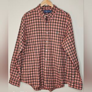 Ralph Lauren Men's Red and Black Plaid Shirt